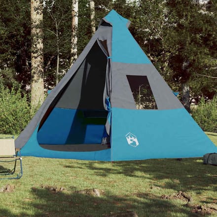 Vidaxl Tente de Camping, Tipi, 7 Personnes, Bleu, Imperméable