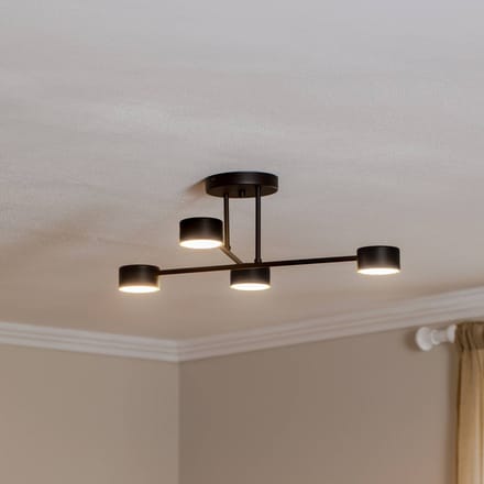 EMIBIG LIGHTING Plafondlamp Modus 4, staal, 4-lamps, GX53, zwart