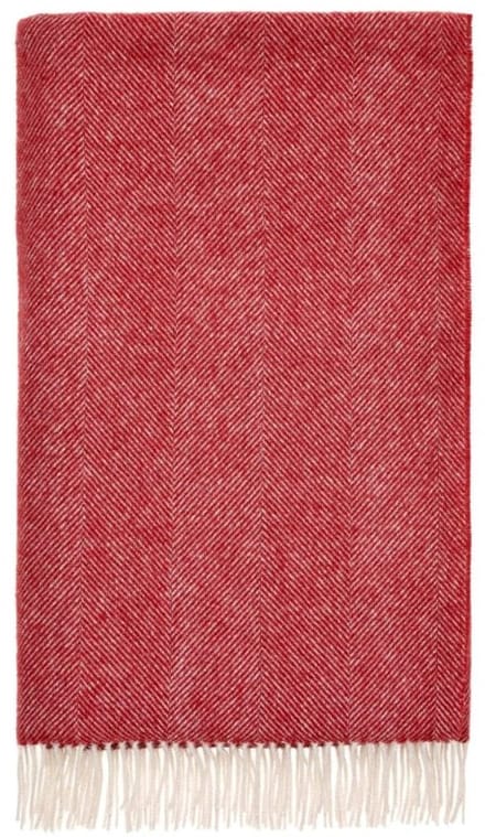 Plaid Visgraat Rood - Shetland Lamswol - 140x185 - Bronte by Moon Scotland