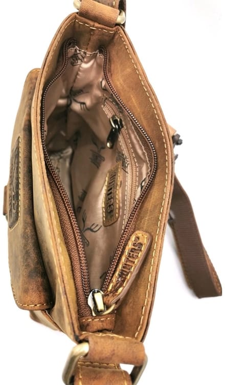 Hunters buffelleren schoudertas bruin