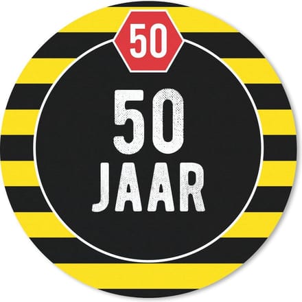 Muismat rond 20x20 cm - Mousepad Design - 50 Jaar - Geel - Ronde muismatten