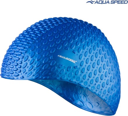 Aqua Speed Siliconen Bubble Badmuts - geschikt voor lang haar - Blauw One Size