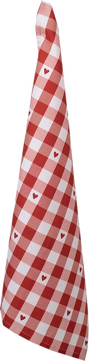 Clayre & Eef Theedoek 50x70 cm Wit Rood Katoen Hartjes