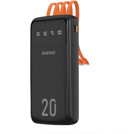 Externe Batterij Dudao K6Pro+, 20000mAh, 10W, 1 x Lightning - 1 x microUSB - 1 x USB-A - 1 x USB-C, Zwart