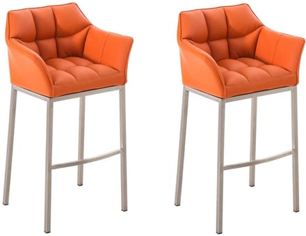 CLP Damaso - Barkruk - Set van 2 - Kunstleer oranje roestvrij staal