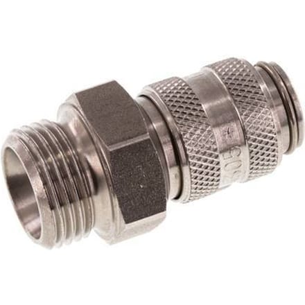 RVS DN 5 Luchtkoppeling Snelkoppeling G 3/8 inch Buitendraad - CLS5-M-S-038