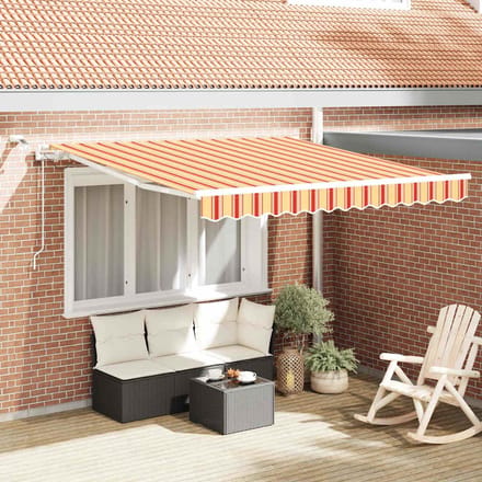 vidaXL - Uitschuifbare - luifel - Geel - en - Oranje - 300 - x - 250 - cm - Polyester