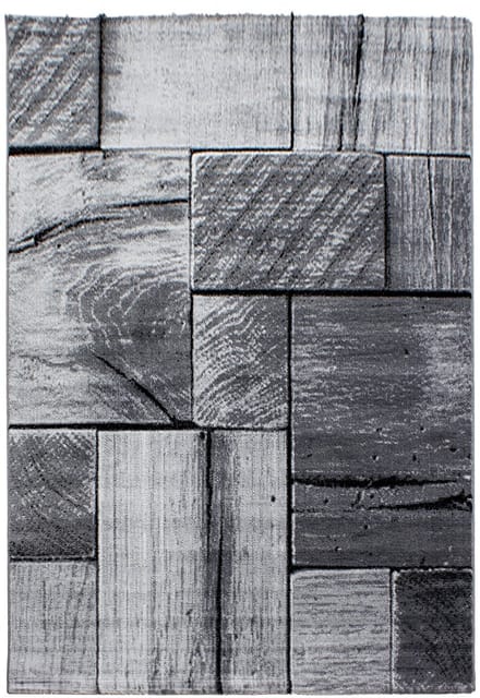 Parma Vloerkleed – Zwart Houtstructuur – Laagpolig & Modern Design