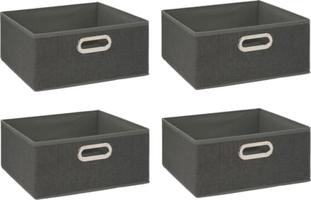 5Five Opbergmand - 6x - 14 liter donkergrijs - linnen - 31 x 31 x 15 cm