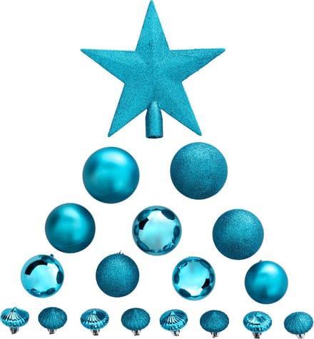 Atmosphera Kerstballen met piek - 17st - kunststof turquoise 6-7-8cm