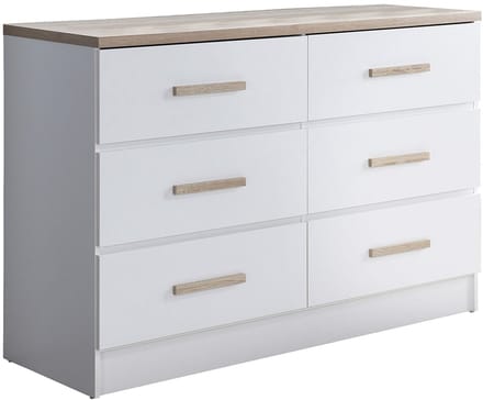Vente-unique Ladekast met 6 lades - Wit en naturel - SKAIDO