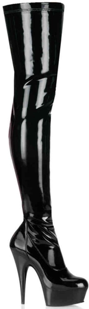 EU 42,5 = US 12 | DELIGHT-3000 | 6 Heel, 1 3/4 PF Thigh High Boot, Side Zip