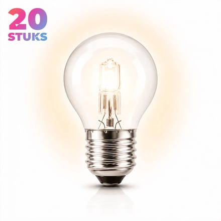 20x Kogel Halogeenlamp E27 - 28W - Warm Wit Licht (2700K) - 370 lm - 2 jaar - Dimbaar
