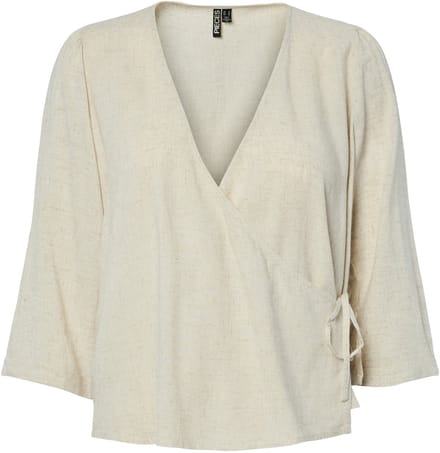 Pieces wikkelblouse PCPIA 3/4 LINNENMIX