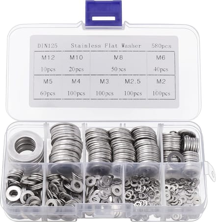 Allecto Plus RVS sluitringen - 580 stuks - 9 maten - Met doos