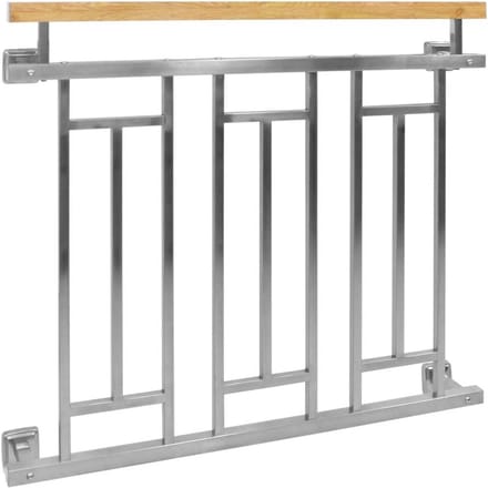Frans Balkon Reling 100x90 cm Zilver RVS voor Deur en Raam