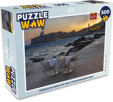 Puzzel Terras in Kroatië met zonsondergang - Legpuzzel - Puzzel 500 stukjes