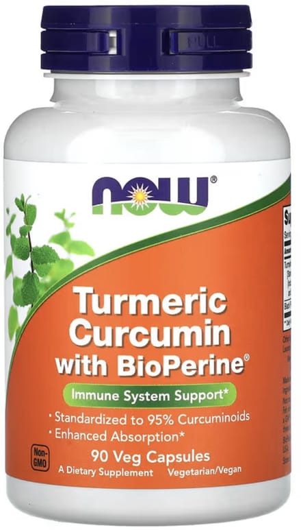 NOW Supplements, Turmeric Curcumin with BioPerine, Immune System Support, Standardized to 95% Curcuminoids, Enhanced Absorption*, 90 Veg Capsules