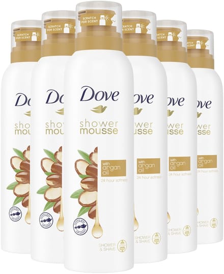 Dove - Shower Mousse - Argan Oil - douchen en scheren in één - 6 x 200 ml
