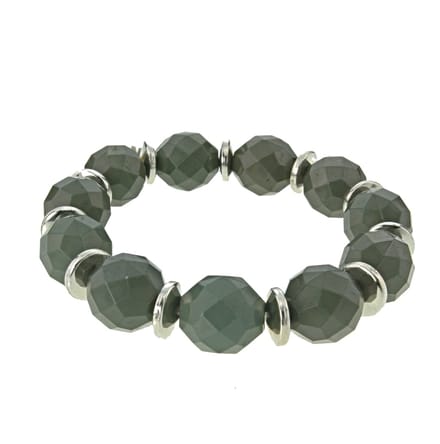 Behave - Elastische armband met grijze kralen - basic stijl - 16,5 cm