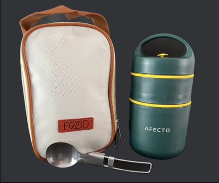 Afecto lunchpot + tas + opvouwbare lepel - Lunchbox - Lunchpot to go