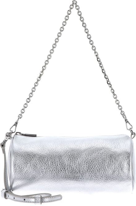 COCCINELLE Leren Schoudertas Avondtas Aura Mini Bag Silver Zilverkleurig