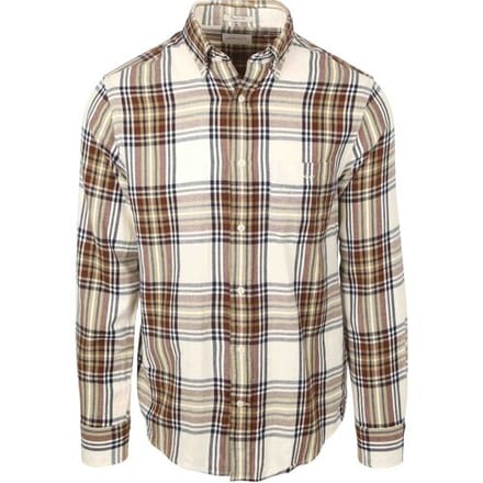 Gant Overhemd Flanel Ruit Ecru - Maat XXL - Heren - Overhemden Casual