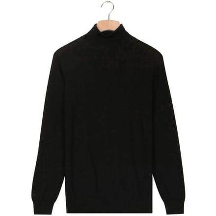 Thomas Maine Trui Merino Wool Rollneck Pullover Single Knit Zwart / male