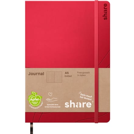 share Notitieboek A5, punt geruit - Rood