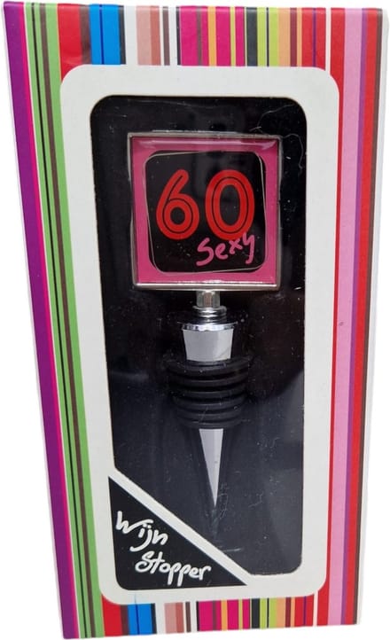 Wijnstopper - afsluiter - wijn stopper - grappig -"sexy 60" - kurk - cadeau - presentje