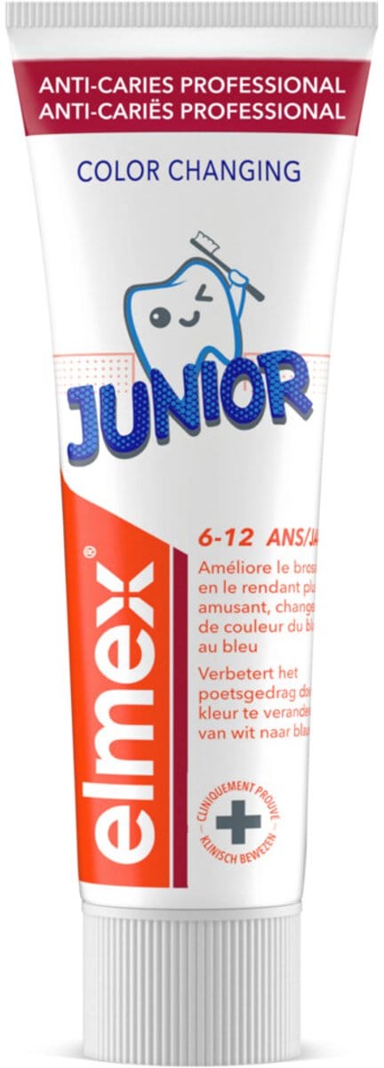 Elmex - Tandpasta Junior (6-12 Jaar) Colour Changing - 3 x 75 ml - Voordeelverpakking