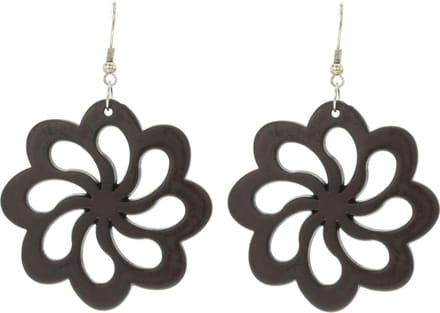 Behave - Oorhanger - Donker Bruine bloemen oorhangers - diameter 5 cm