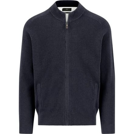 Fynch-Hatton Vest Stand-Up Zip Collar Supersoft Subtle Texture Cotton Navy / male