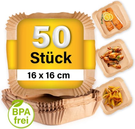 GOURMETmaxx bakpapier voor heteluchtfriteuses (2-5 liter) - 50 stuks