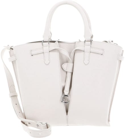 COCCINELLE Leren Handtas Schoudertas Flores Handbag Grained Leather Blanco Crème