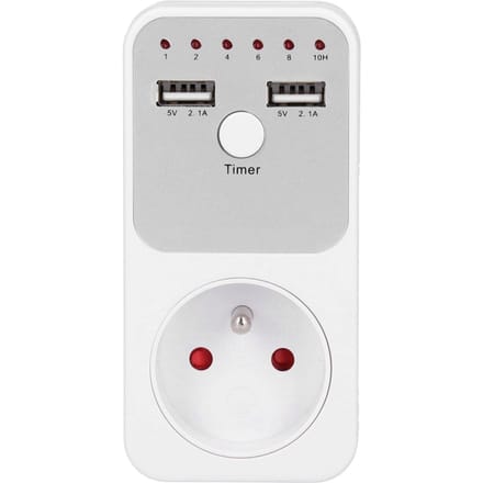 Minuterie numérique intelligente USB avec prise pour chargeur d'ordinateur et de téléphone