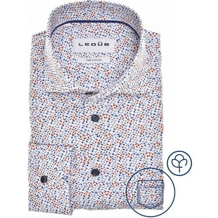 Ledûb Overhemd Refined Leaf Print Shirt Rood-Blauw / male