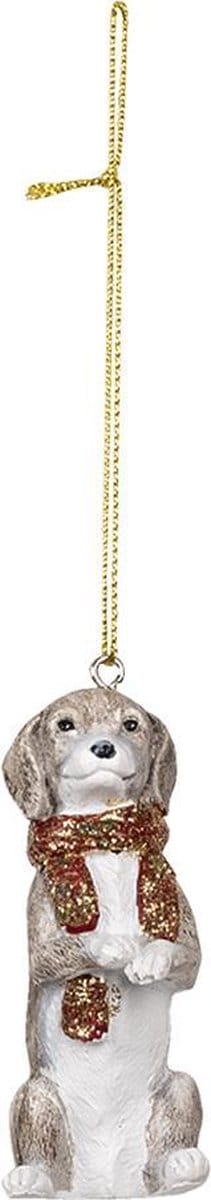 Clayre & Eef Kersthanger 4x3x8 cm Grijs Kunststof Kerstbal