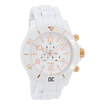 OOZOO Timepieces - Witte horloge met witte rubber band - C4831