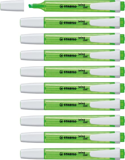 STABILO swing cool - Markeerstift - Perfect Voor Onderweg - Groen - Doos 10 Stuks
