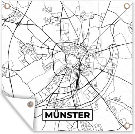 Tuindoek Münster - Kaart - Plattegrond - Stadskaart - 100x100 cm