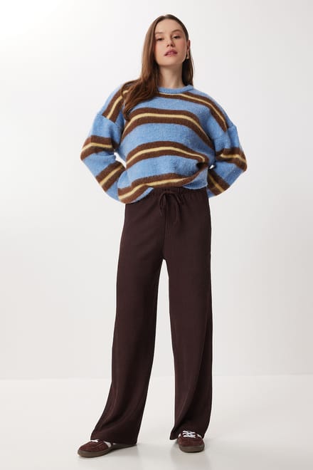 Hoge Taille Geweven Wijde Broek