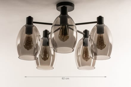 Lumidora Plafondlamp 74607 - Plafonniere - DRUP - 5 Lichts - E27 - Zwart - Grijs - Metaal