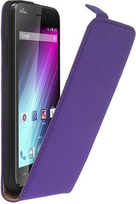 Lelycase Lila Lederen Flip case Telefoonhoesje Voor Wiko Lenny