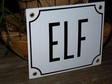 Emaille huisnummer 18x15 wit/zwart  ELF