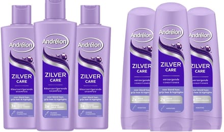 Andrélon Zilver Care Pakket - 3 x Shampoo & 3 x Conditioner