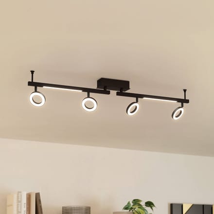 EGLO LED plafondspot Cardillio 2 zwart met vier ringen