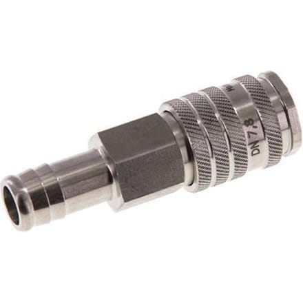 RVS DN 7.8 Luchtkoppeling Snelkoppeling 13 mm Slangpilaar Double Shut-Off