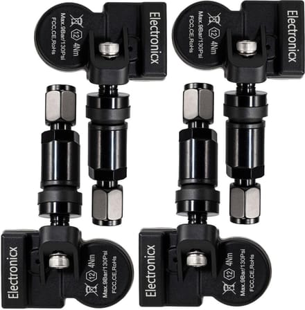 Bandenspanningssensoren Set - TPMS RDKS - Veiligheid Voertuig - Voorgeprogrammeerd Klaar - 4 Stuks - Zwart