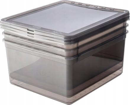 KEEEPER BEA Set van 3x 18 L Transparante Opbergbox met Deksel